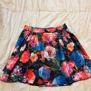 Floral A-Line Skirt - Multicolor